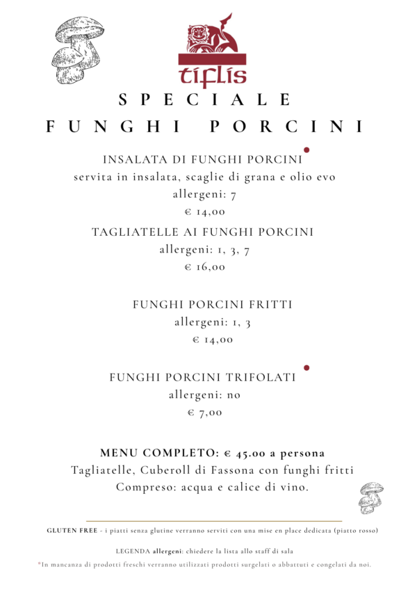 Menu Funghi Settembre 2026